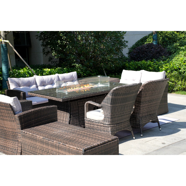 Lark Manor Leonard Wicker/Rattan 9 Person Seating Group With Mixed